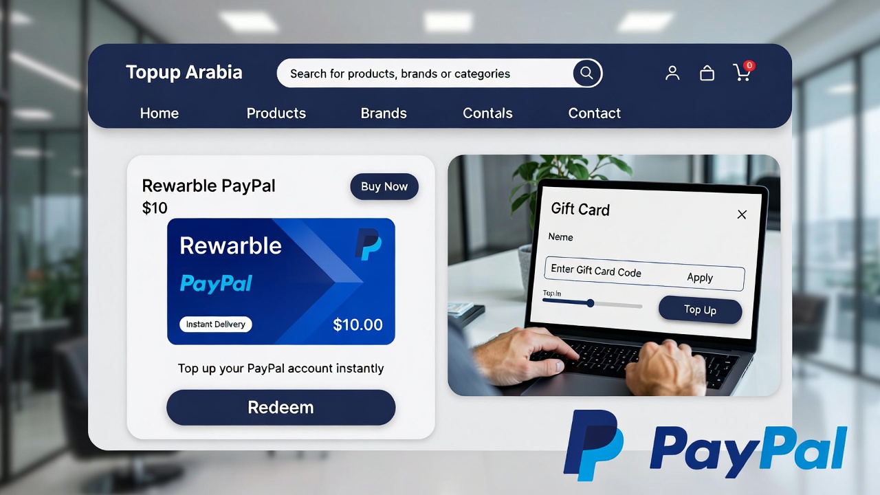 بطاقات PayPal على موقع TopupArabia